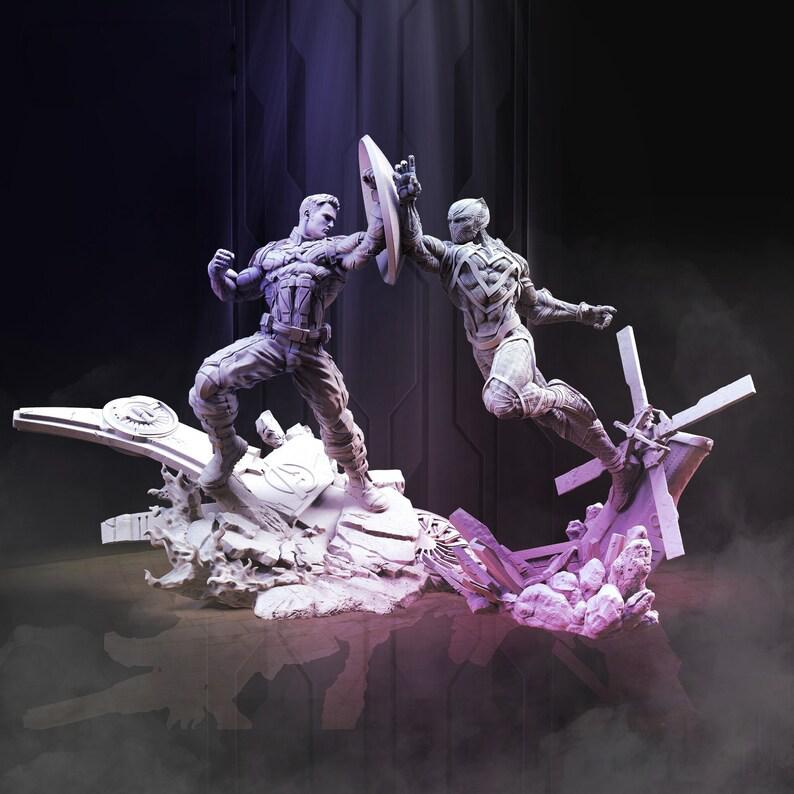 美國隊長VS黑豹3D打印模型