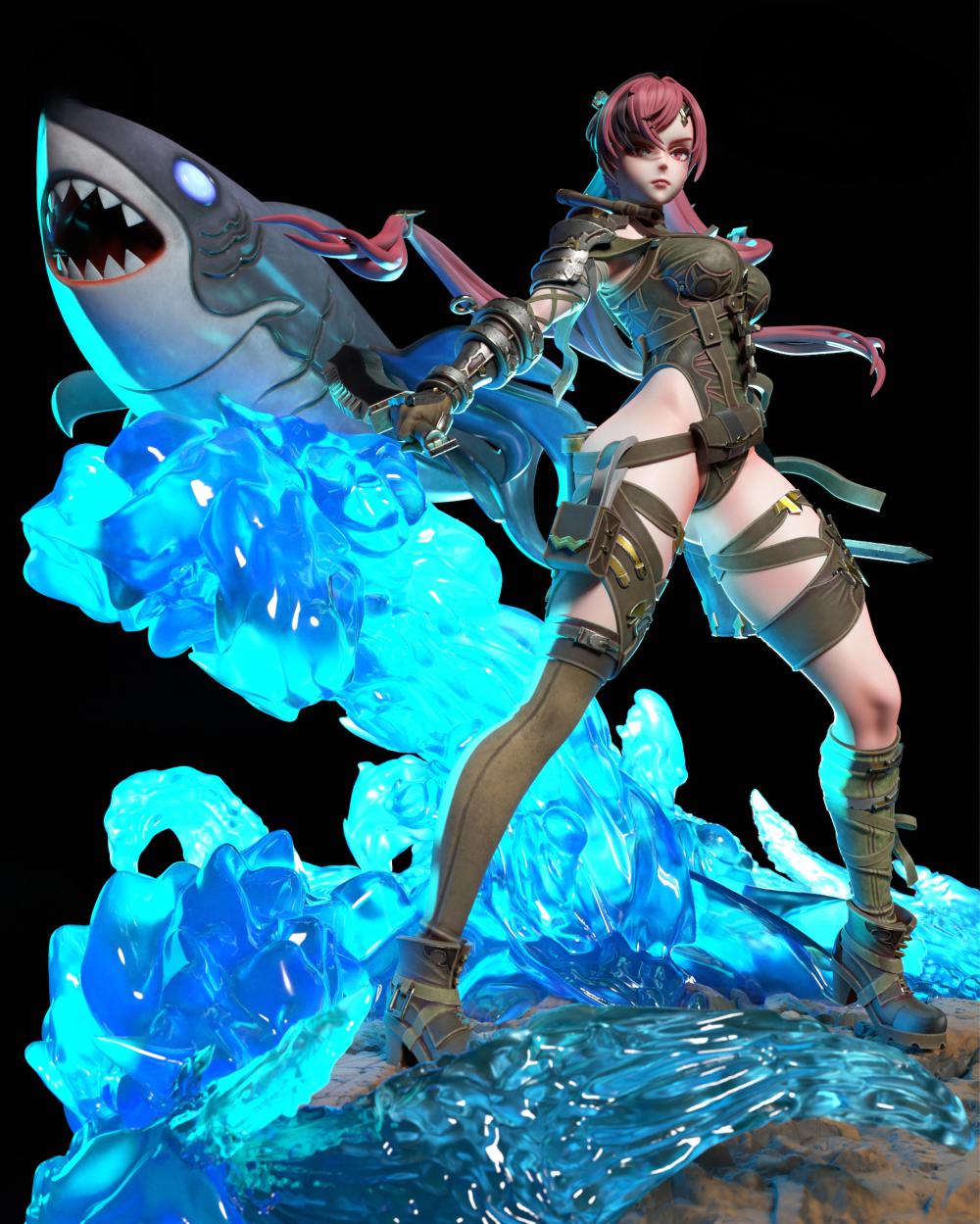 《碧藍(lán)幻想》鯊魚(yú)少女梅格3D打印模型