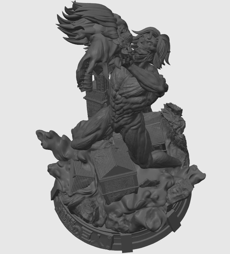 進(jìn)擊的巨人 艾倫與顎之巨人3D打印模型