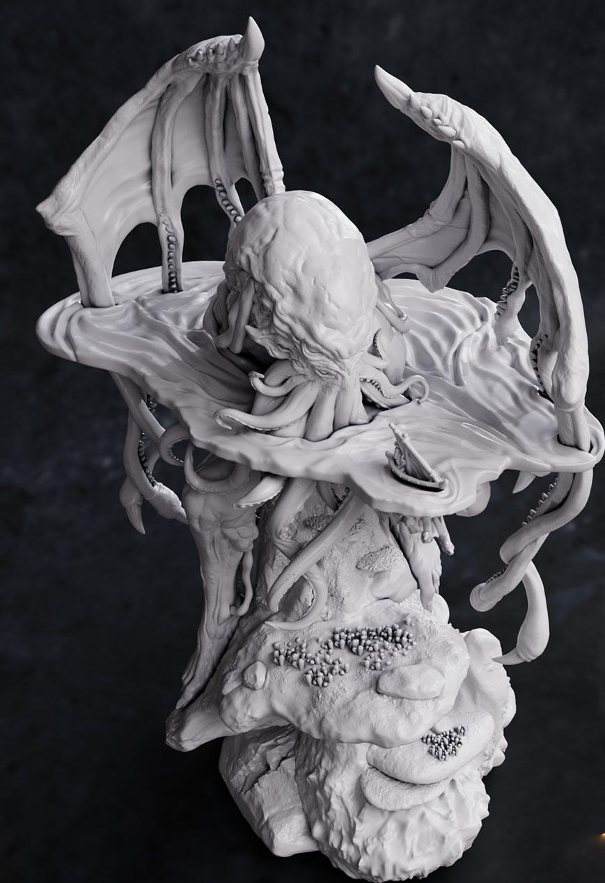 水面的克蘇魯3D打印模型