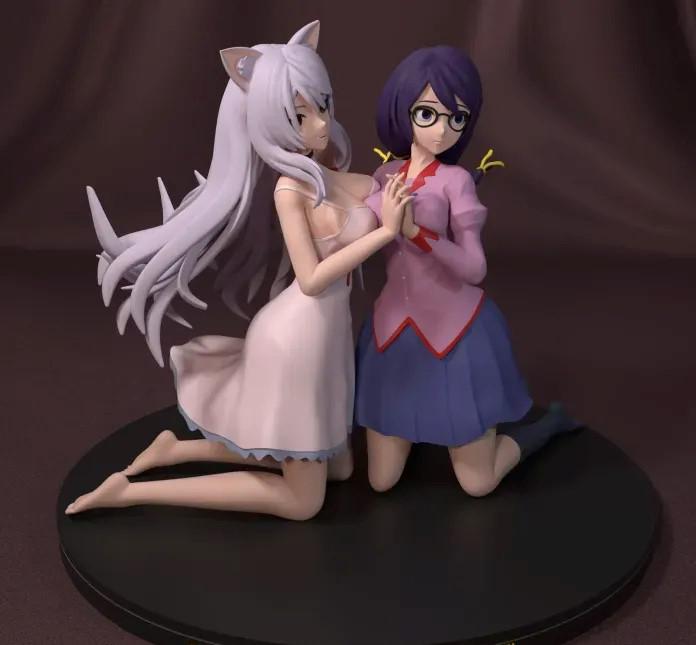 貓物語 羽川翼與黑羽川3D打印模型