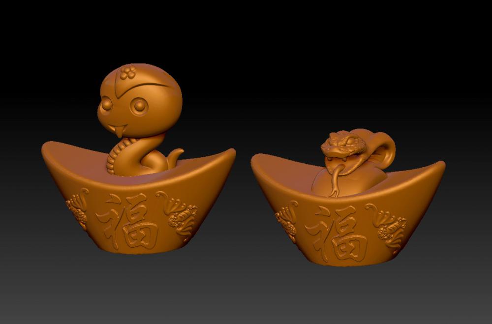 十二生肖金元寶-蛇 13D打印模型