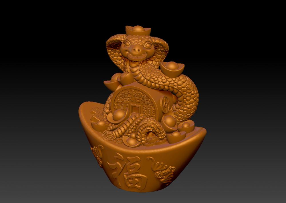 十二生肖蛇年金元寶 43D打印模型