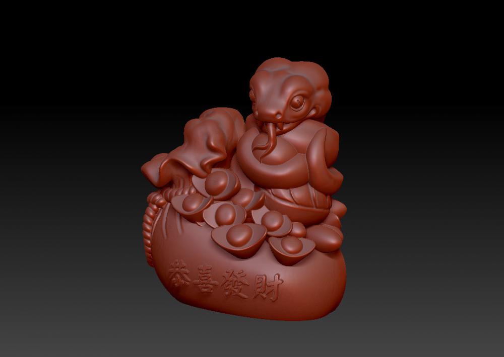 蛇年恭喜發(fā)財-擺件 23D打印模型