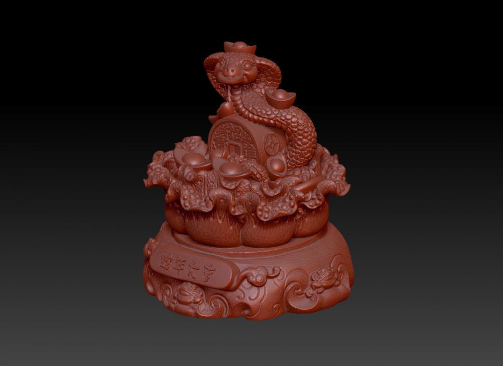 蛇年大吉-八方聚財(cái)擺件 13D打印模型