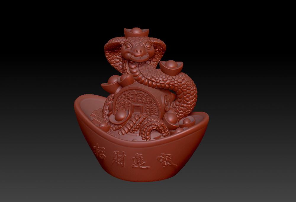 十二生肖蛇年金元寶 83D打印模型