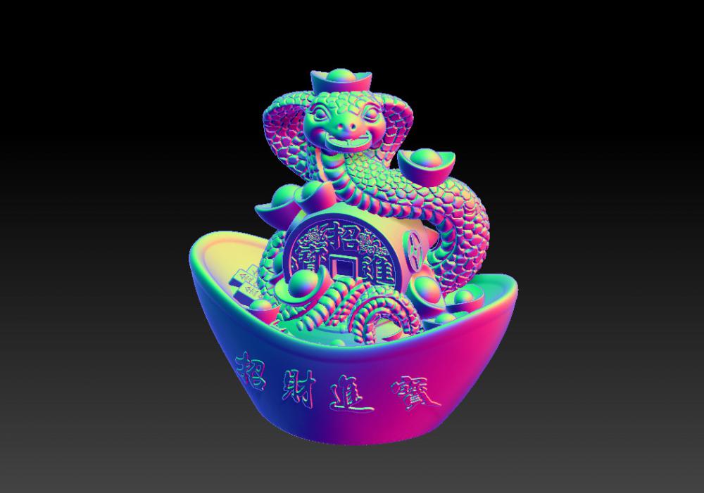 十二生肖蛇年金元寶 83D打印模型