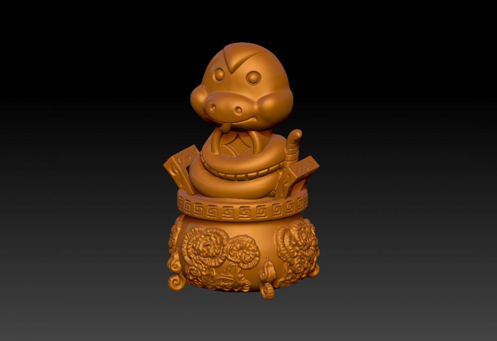 蛇年吉祥招財擺件 23D打印模型