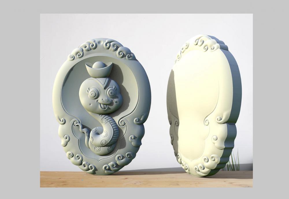 雙面生肖蛇吊墜 13D打印模型