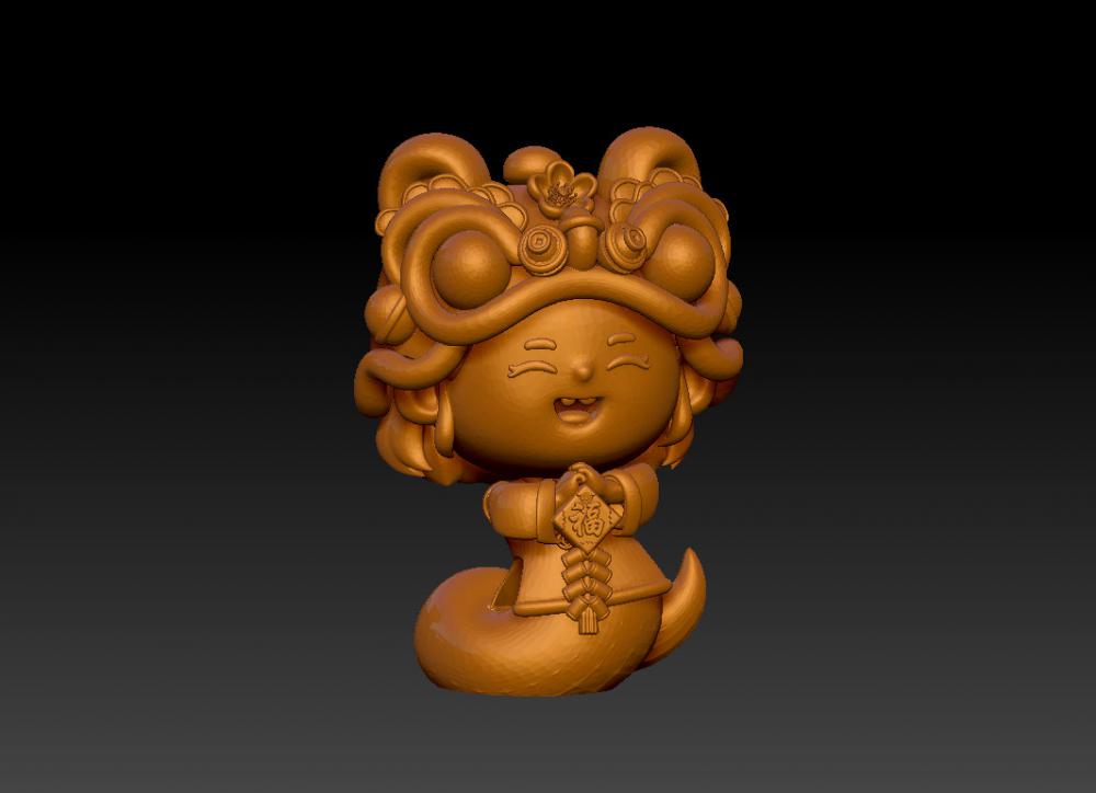 蛇年大吉-福到擺件3D打印模型