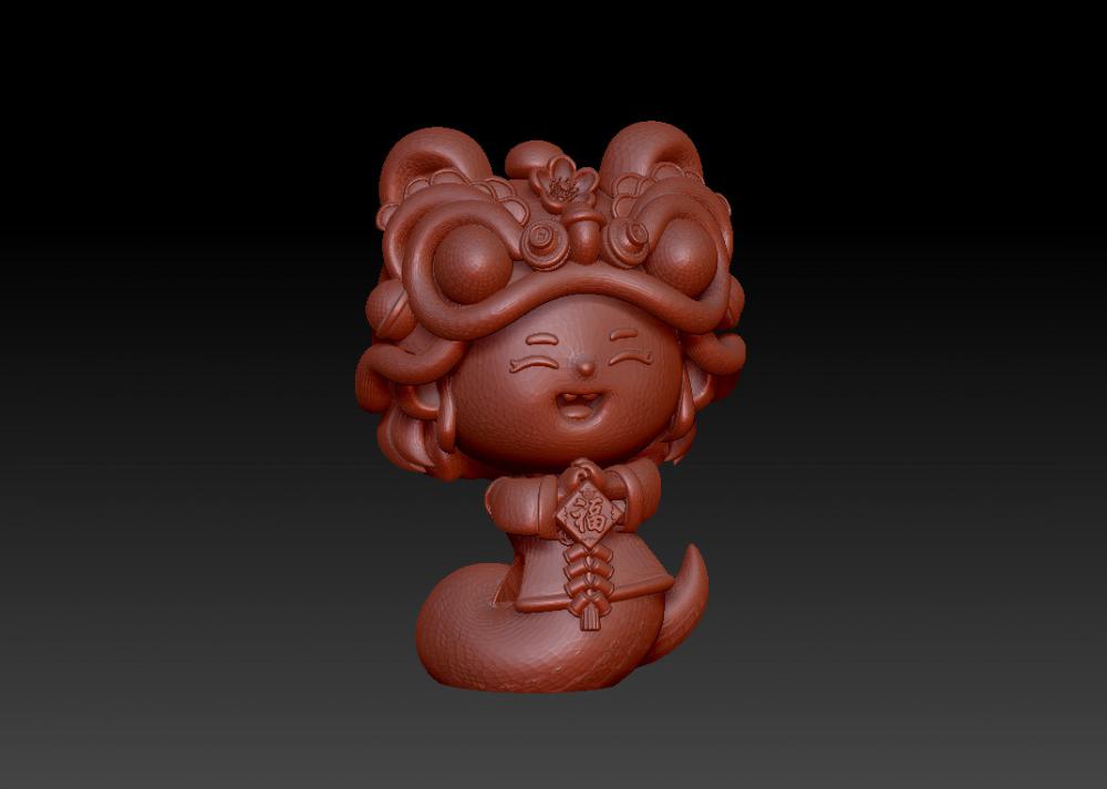 蛇年大吉-福到擺件3D打印模型