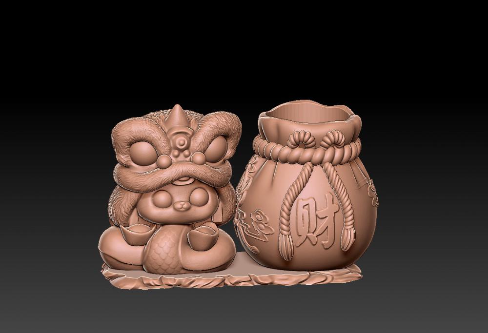 蛇年聚財(cái)筆筒 63D打印模型
