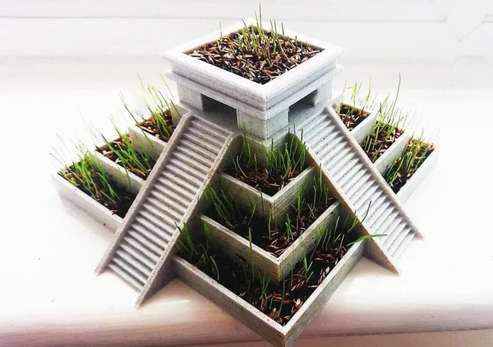 阿茲特克神廟花盆3D打印模型