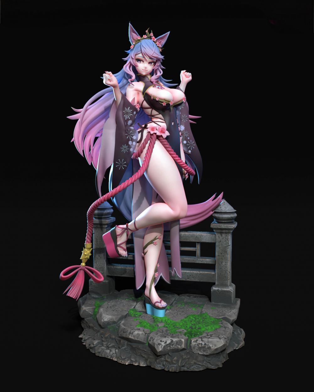 Vtuber虛擬UP主播櫻花狼靈3D打印模型