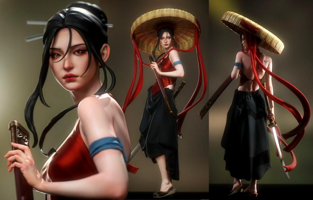 越南女劍客3D打印模型